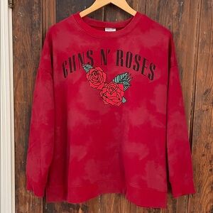 Guns & Roses Red Graphic Sweatshirt Sz 1X 14W 16W Plus Size Pull Over